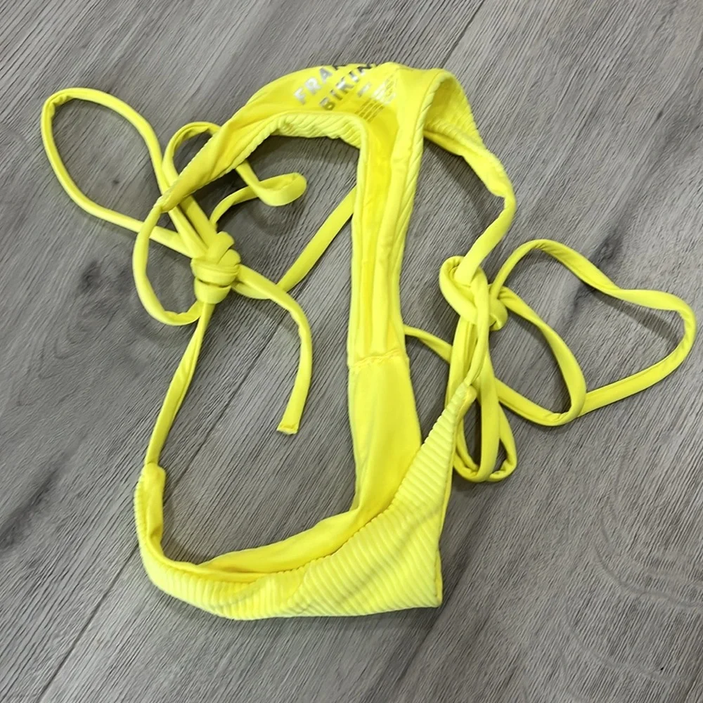 FRANKIES BIKINIS Sky Ribbed Bikini Bottom in Lemonade